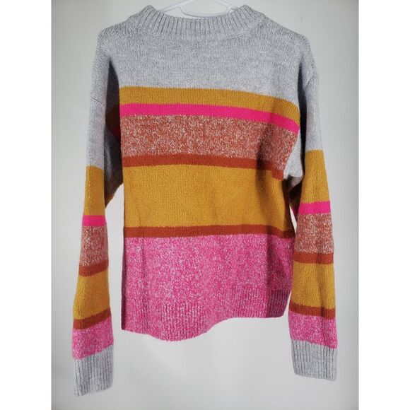 Lou & Grey Loft Sweater Fresh Color Pop Soft Knit Multi Stripe Crew Neck Size S - Picture 5 of 10